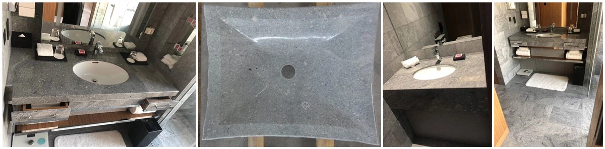 Grey granite vanity top and sink