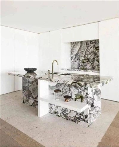 Encimera de cocina de mármol verde