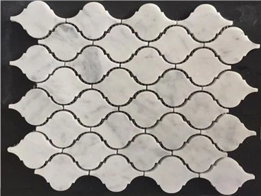 Azulejo de mosaico de mármol blanco pulido