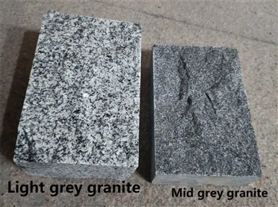 Cubos de pavimento de granito gris
